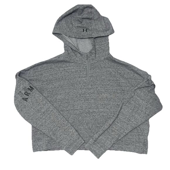 Under Armour Womens Sz. Medium Oversized UA Rival Cropped Heather Gray Hoodie - Picture 1 of 7